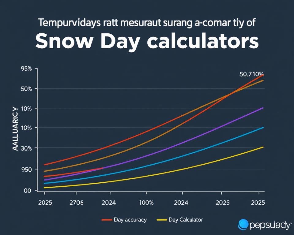 Graph showing accuracy rates of snow day calculators over time from 2020 2025