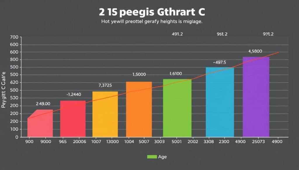 Growth charts showing height percentiles for boys and girls at different ages
