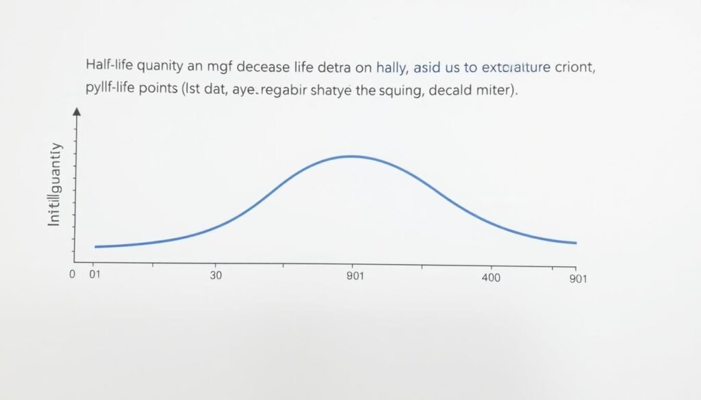 Half Life Calculator concept showing exponential decay curve with half life points marked
