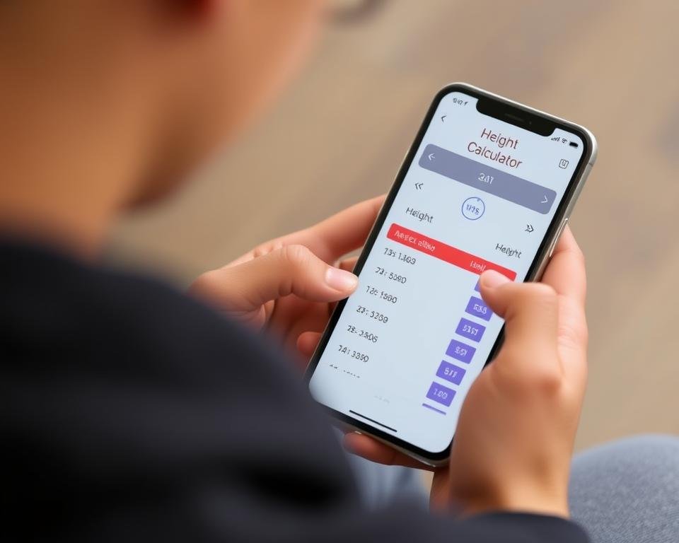 Height Calculator being used on a mobile device