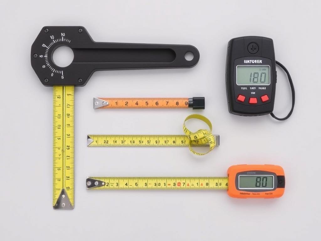 Height measurement tools including stadiometer and measuring tape