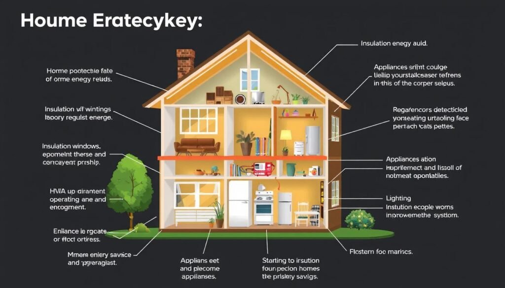 Home energy audit showing areas for potential electricity savings