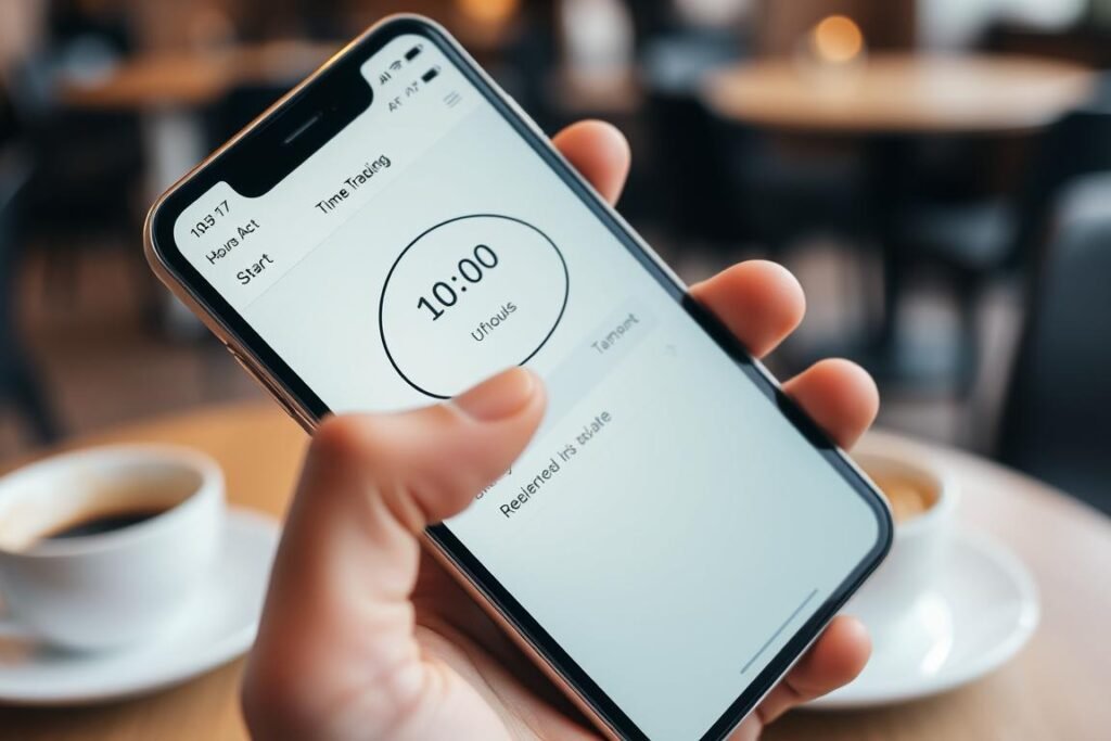 Hours Calculator being used on mobile device for time tracking