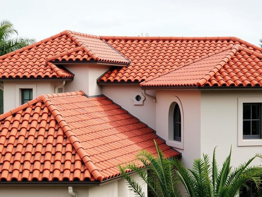 House with tile roofing showing the distinctive appearance and installation pattern