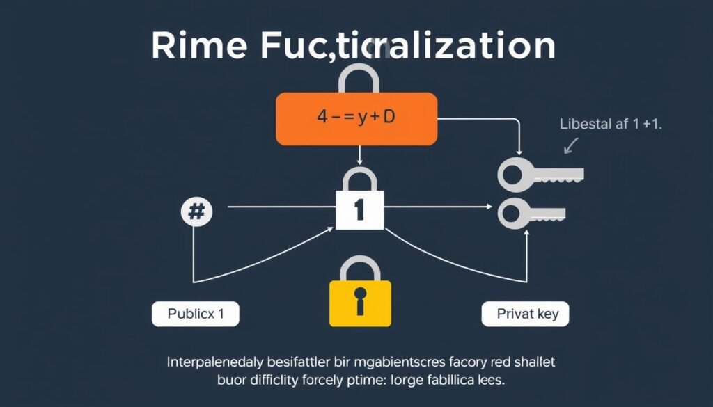 Illustration of how prime factorization is used in RSA encryption for internet security