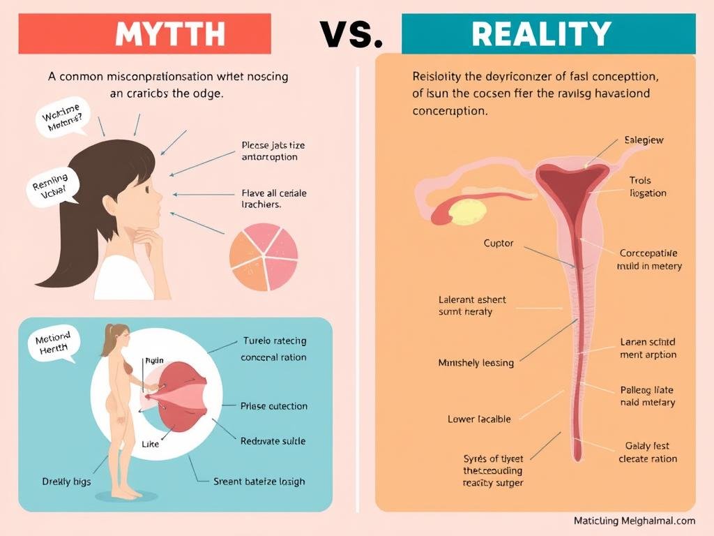 Illustration showing common misconceptions about conception