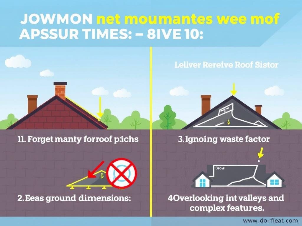 Illustration showing common roofing measurement mistakes and their corrections