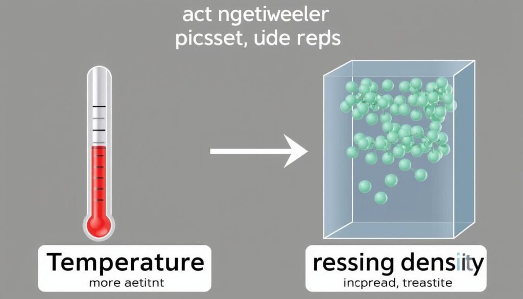 Illustration showing how temperature and pressure affect the density of materials