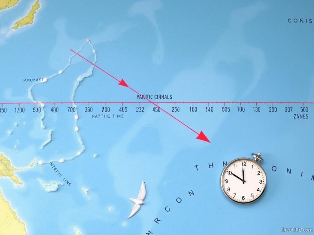 International Date Line crossing the Pacific Ocean