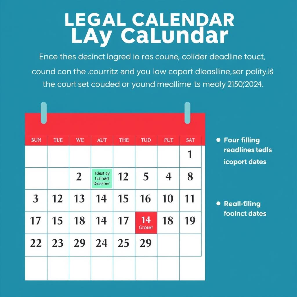 Legal calendar with day counter highlighting filing deadline dates