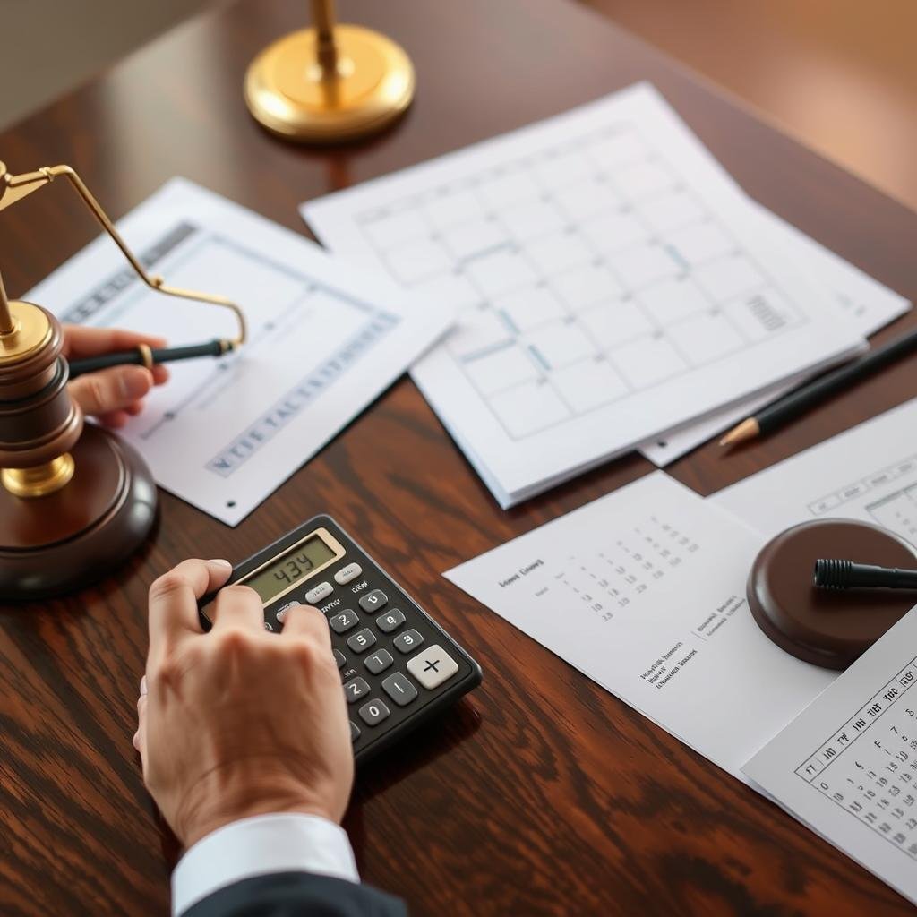 Legal professional using date calculator for deadline calculation