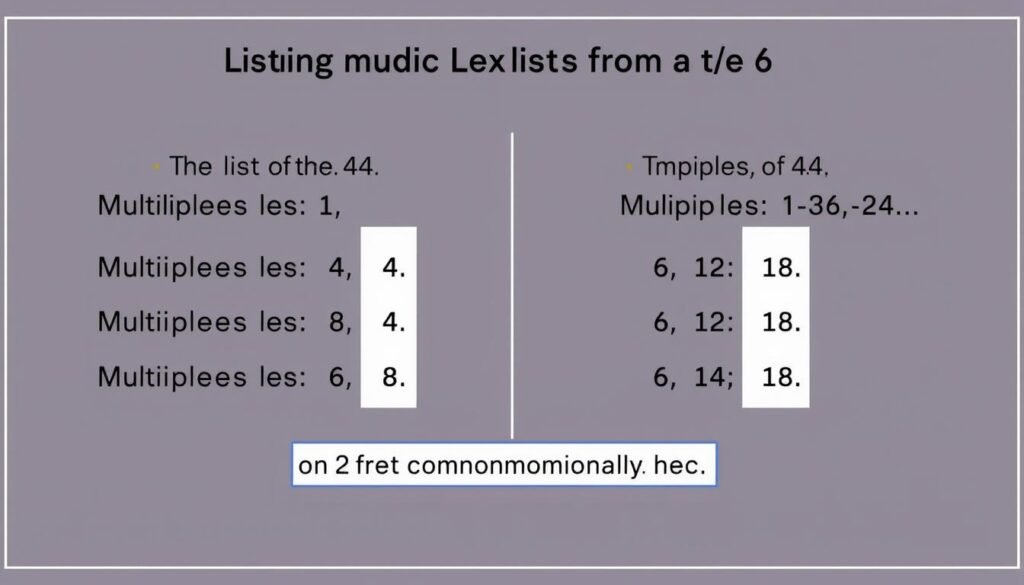 Listing multiples method for finding LCM of 4 and 6