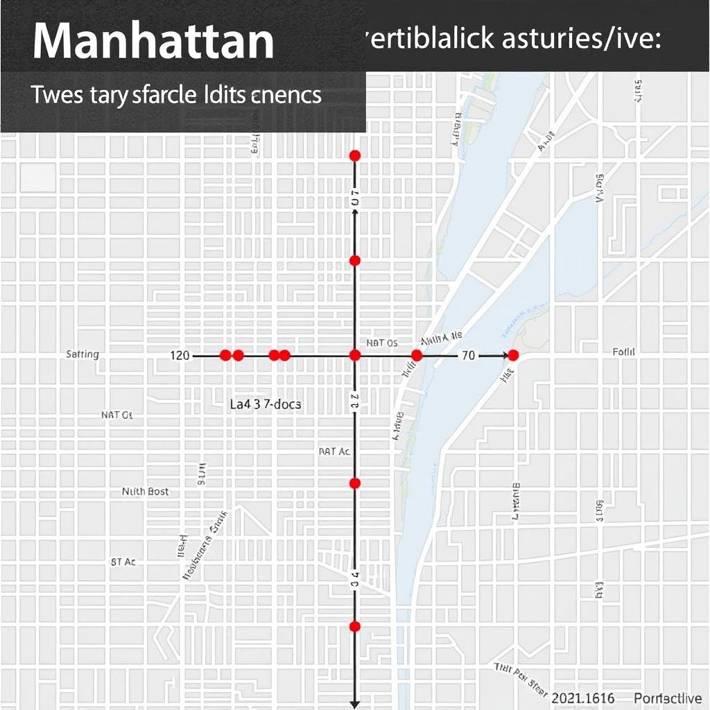 Manhattan Distance Calculator visualization showing grid based path between points