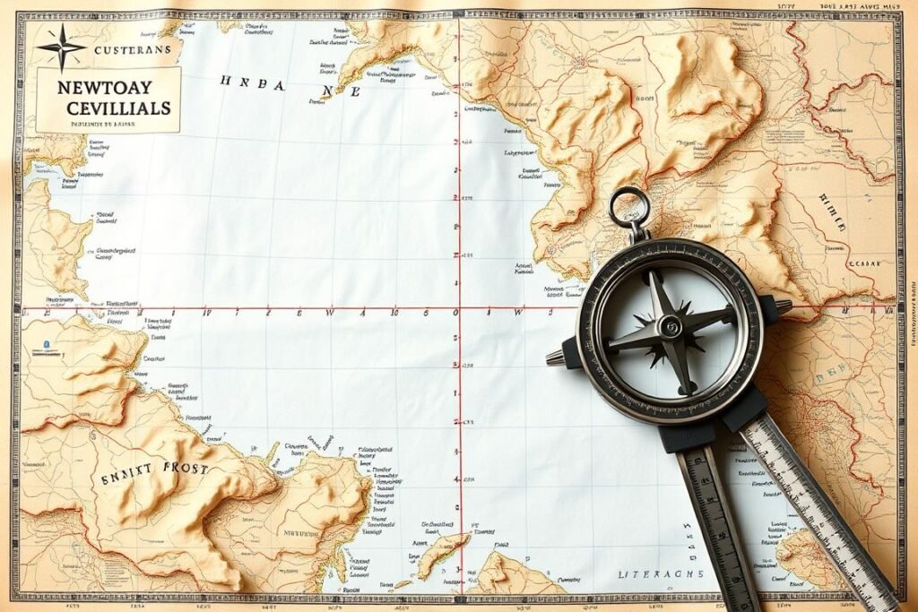 Map showing distance calculation using the Pythagorean Theorem Calculator