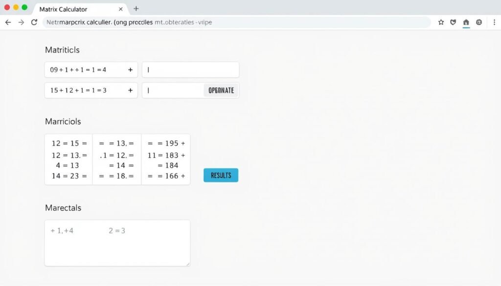 Matrix Calculator interface showing various matrix operations and functions