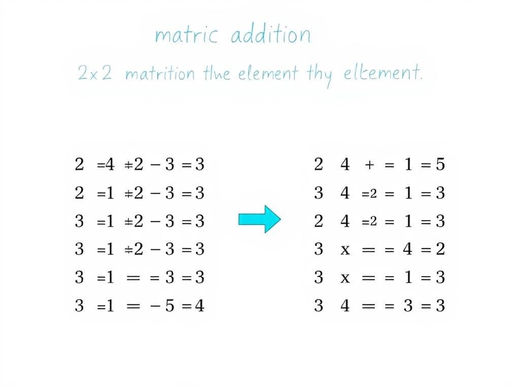 Matrix addition example showing two matrices being added element by element