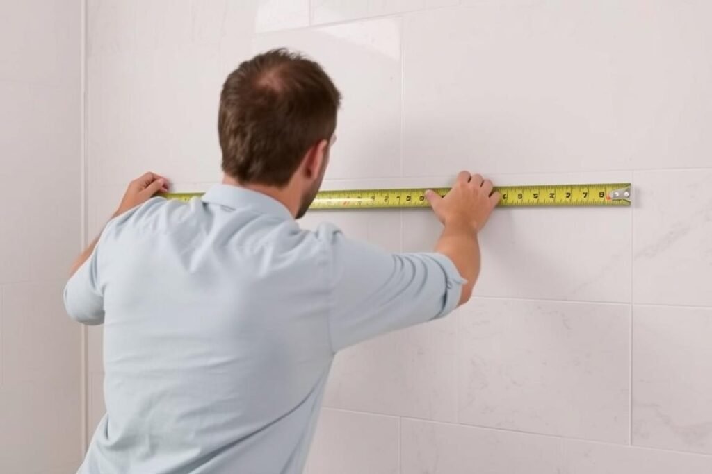 Measuring a wall for tile installation