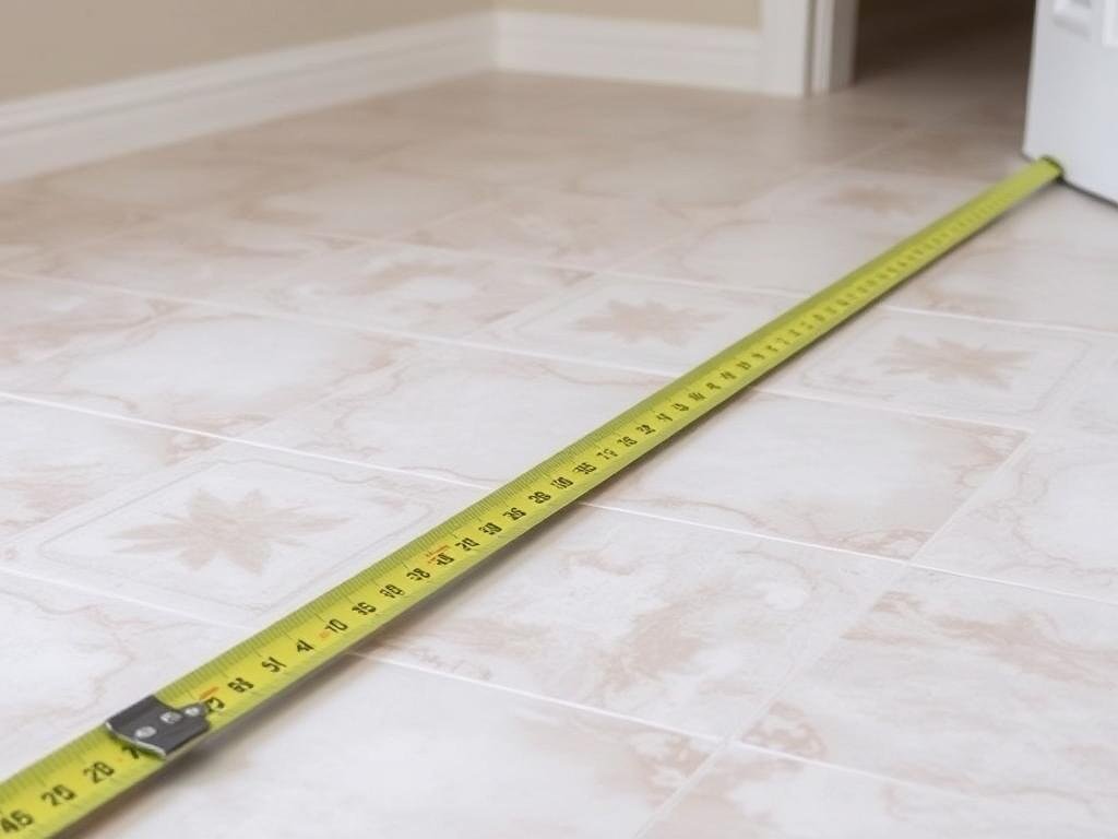 Measuring tape on floor for tile calculation