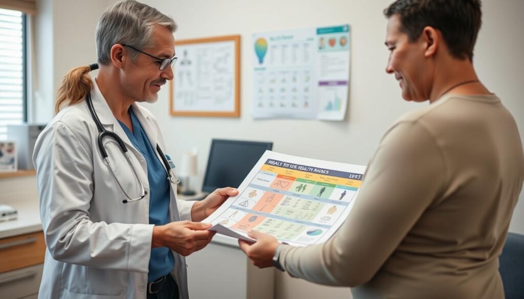 Medical professional discussing weight-related health risks with patient