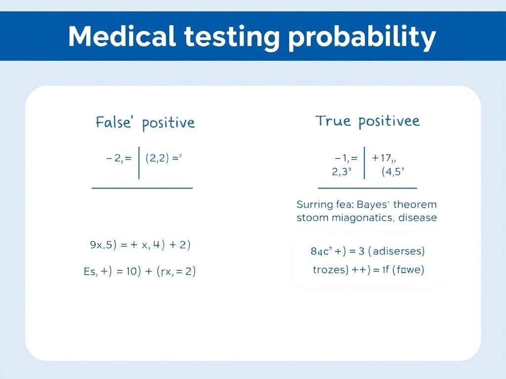 Medical testing probability example showing false positives and true positives