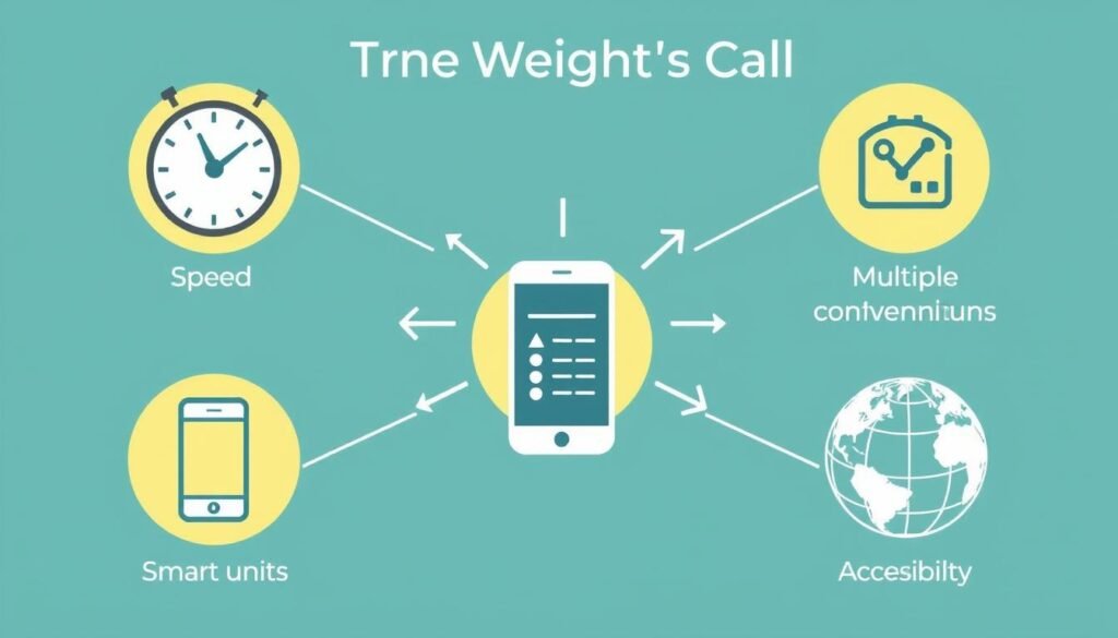 Multiple benefits of online weight calculators displayed visually