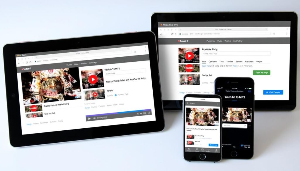 Multiple devices showing YouTube to MP3 conversion compatibility
