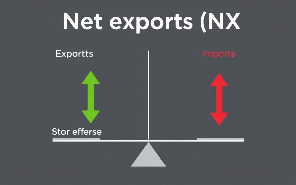 Net exports component of GDP showing imports and exports