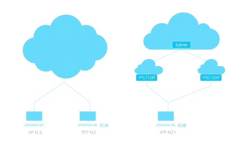 Network diagram showing IP subnet division with multiple connected devices