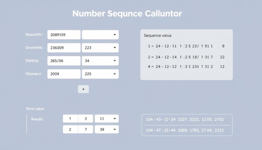 Number Sequence Calculator interface showing input fields and results