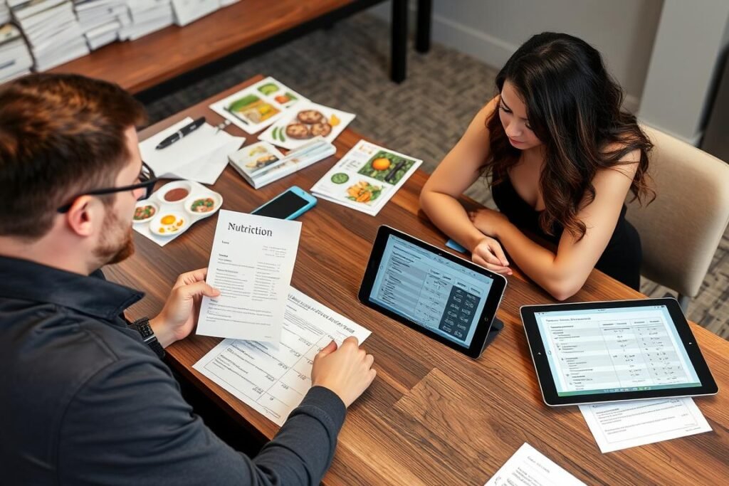 Nutrition coach working with client on personalized macro plan