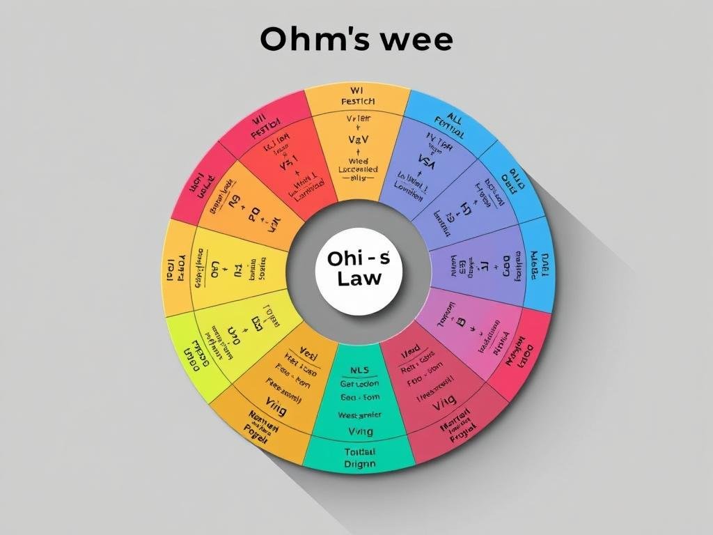 Ohms Law Formula wheel showing different variations of the formula