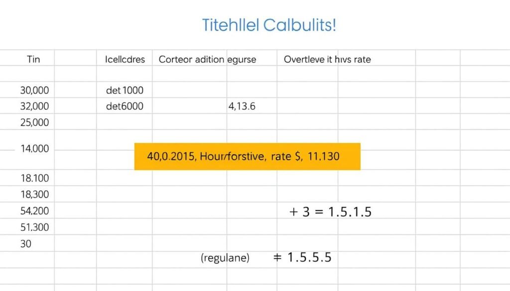 Overtime calculation example showing hours beyond 40 hour threshold