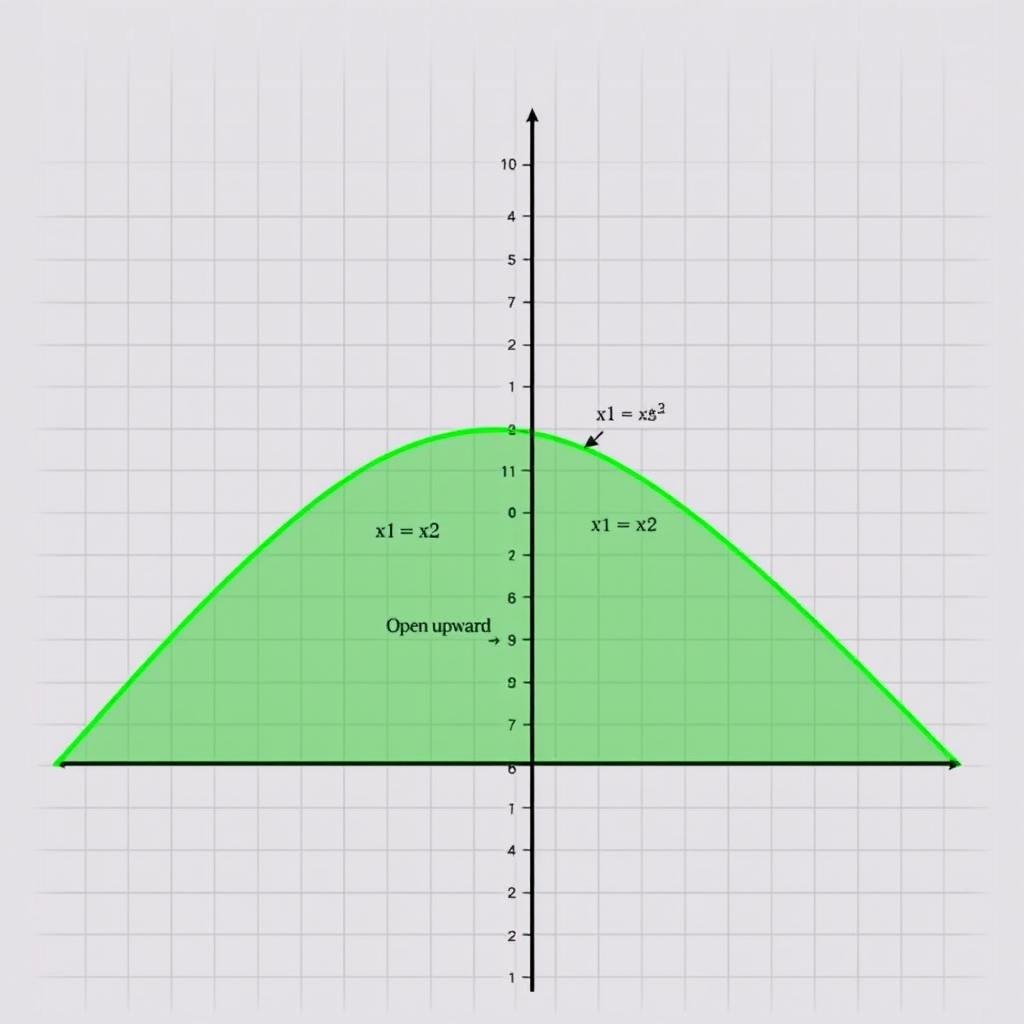 Parabola touching the x axis at one point representing one real solution