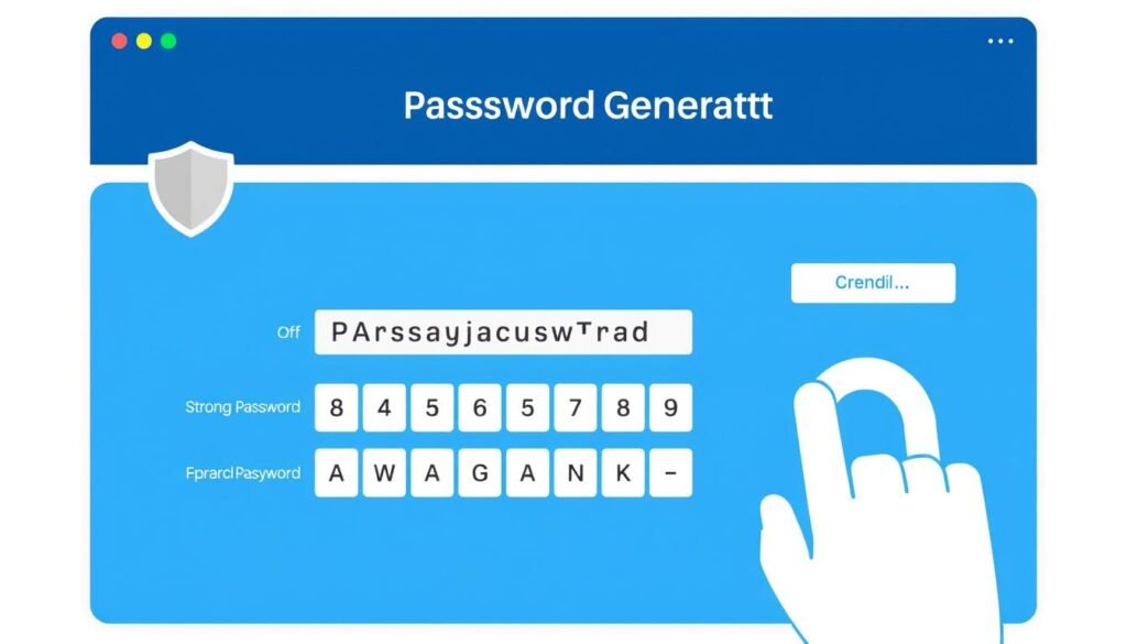 Password Generator creating a strong password with random characters