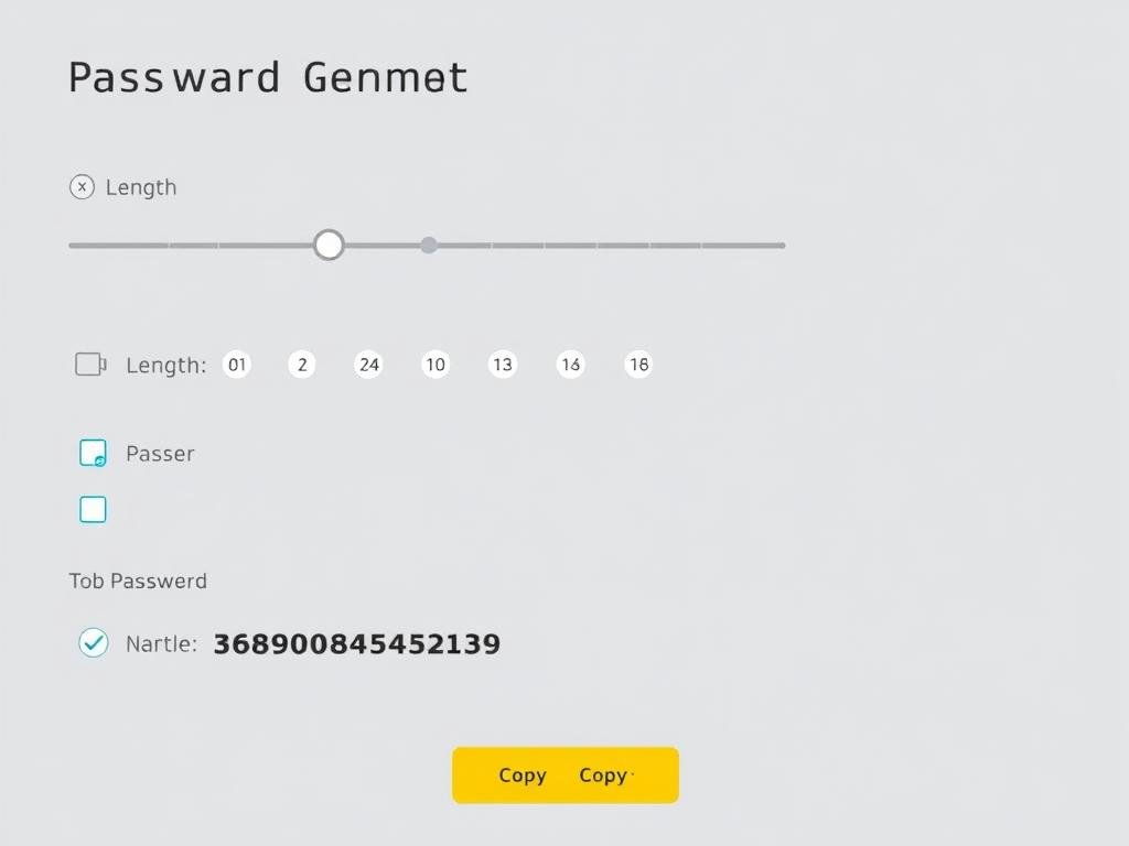 Password generator interface showing features and options
