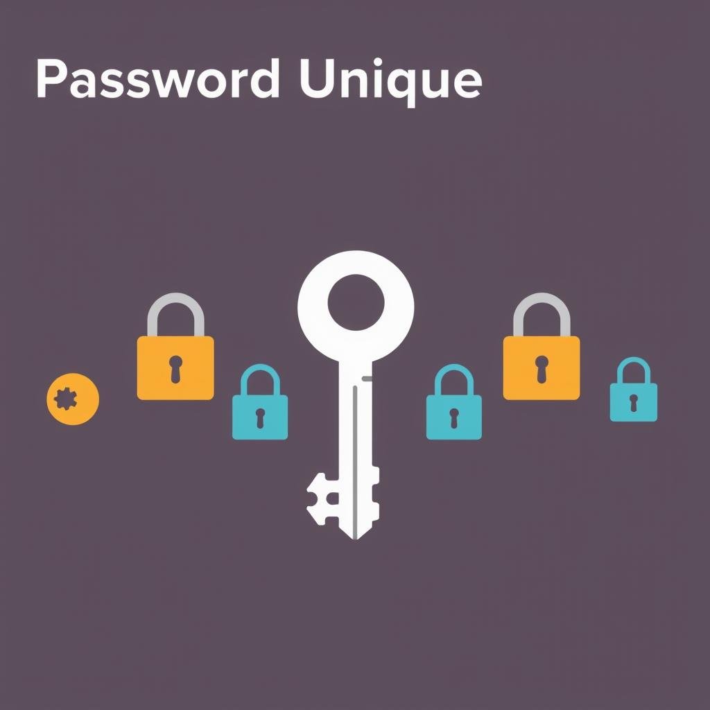 Password uniqueness concept showing different passwords for different accounts
