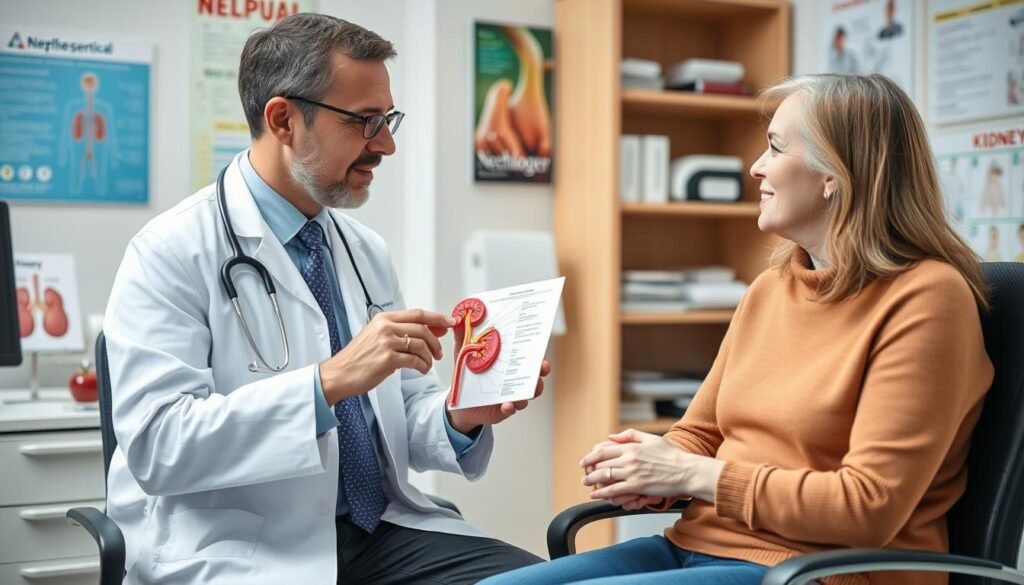 Patient consulting with nephrologist about kidney health
