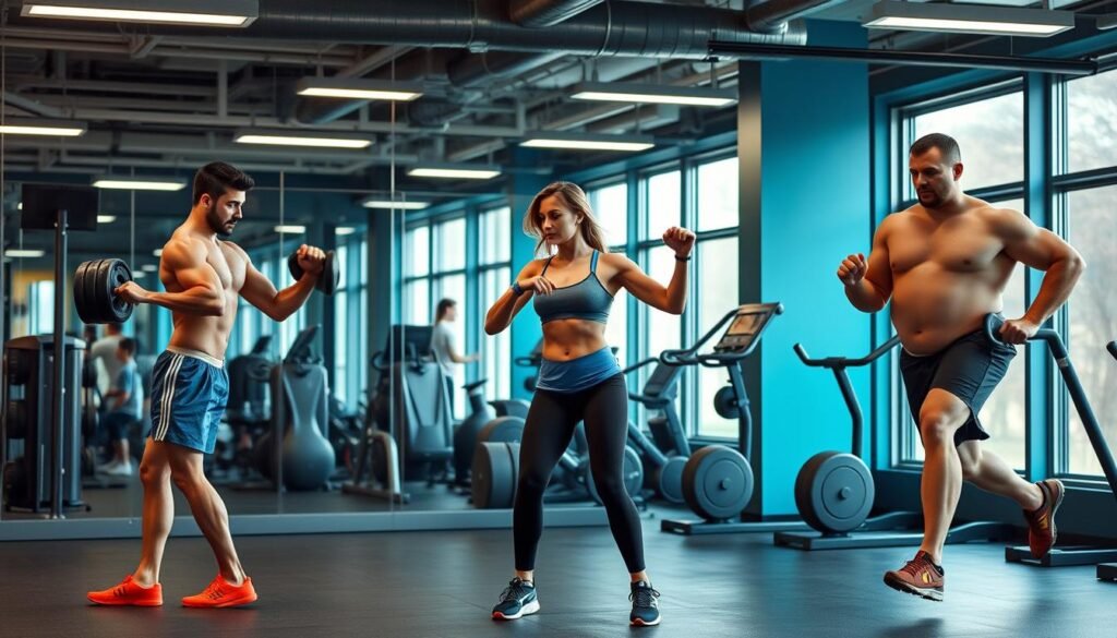 People with different body types performing exercises tailored to their shape