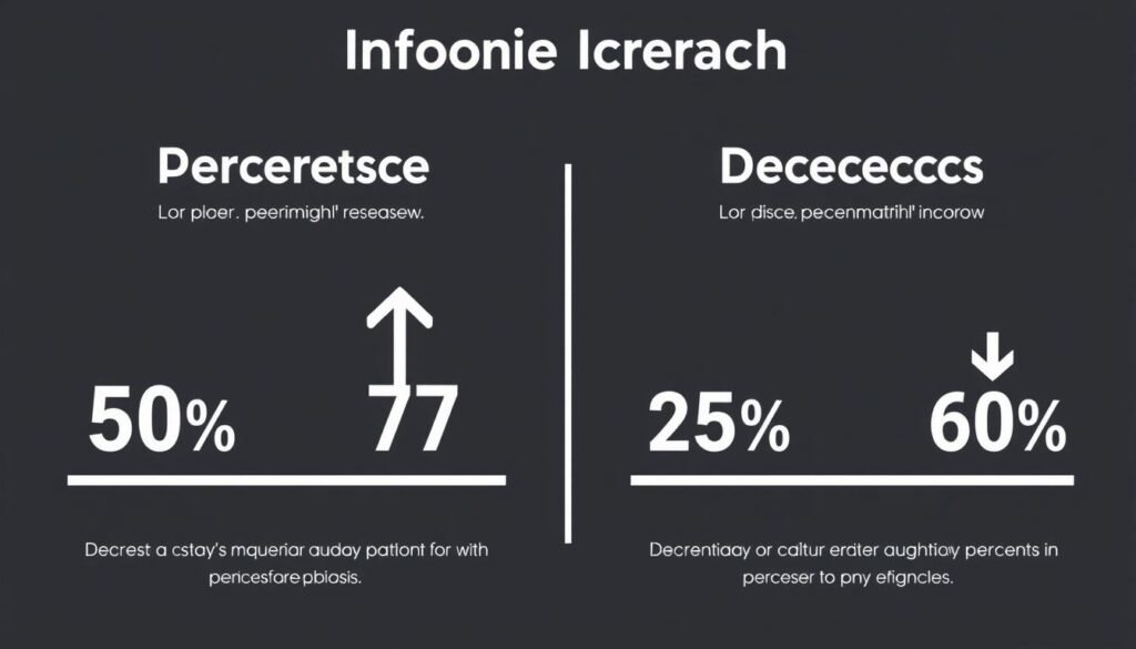 Percentage increase and decrease visualization with arrows
