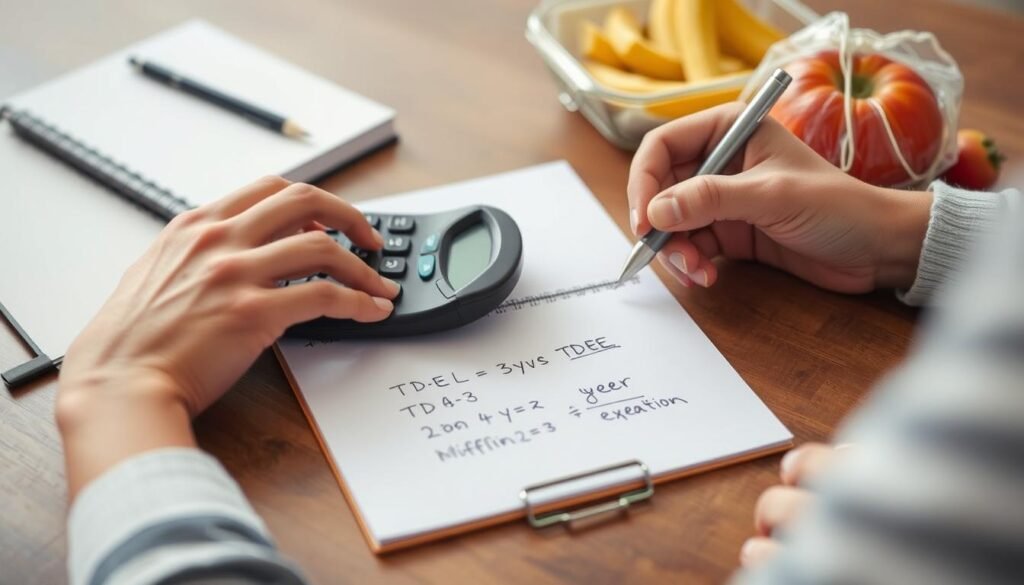 Person calculating their TDEE using the formulas shown in the article