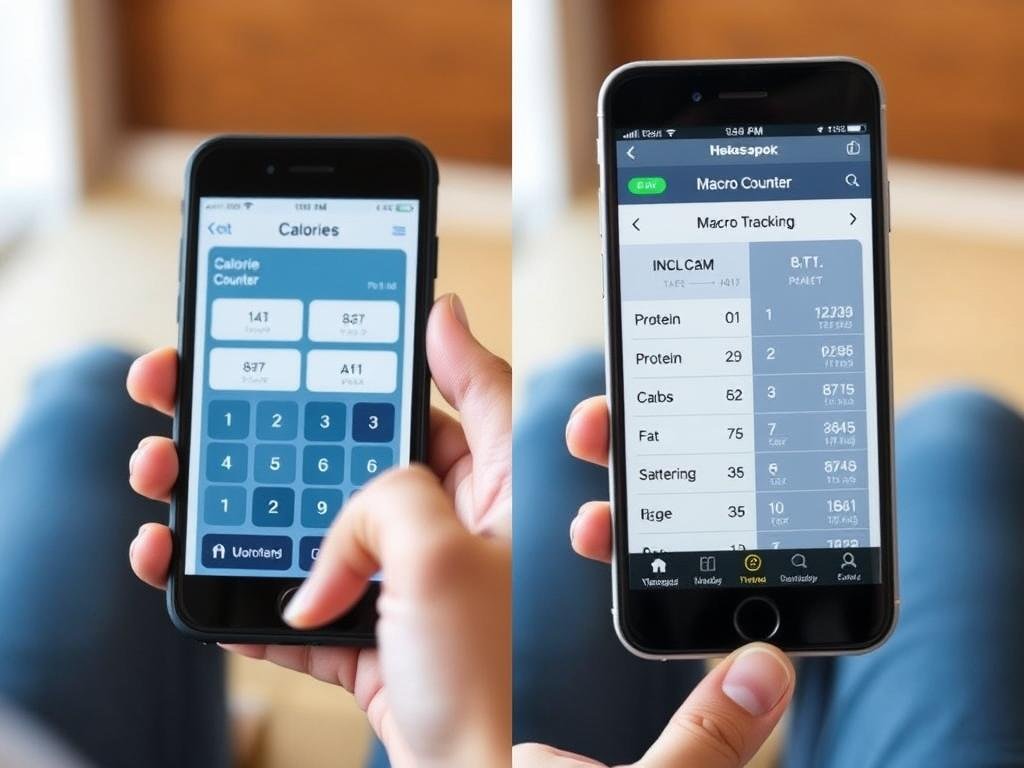 Person comparing a simple calorie counter to a detailed macro tracking app