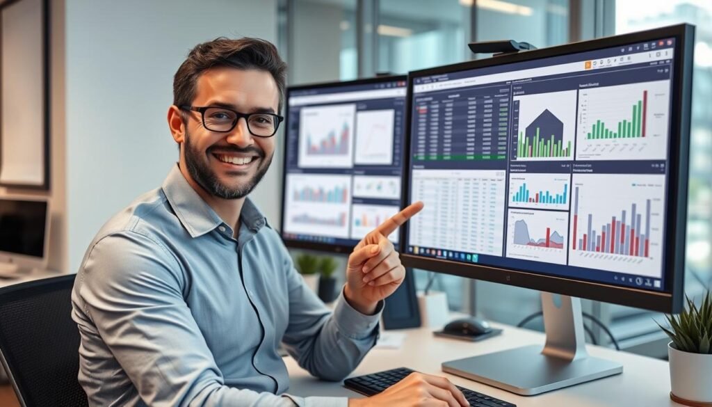 Person confidently analyzing statistical results on a computer screen