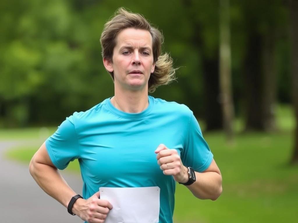 Person demonstrating the talk test during exercise
