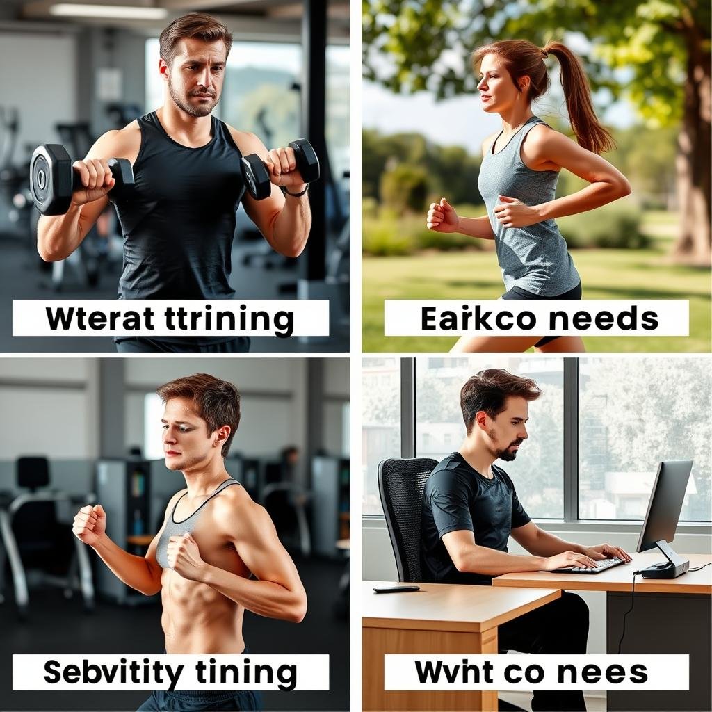 Person engaged in different types of physical activity