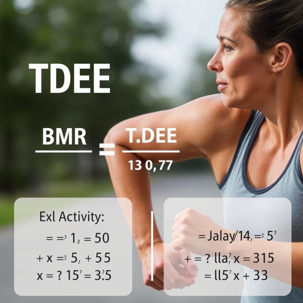 Person exercising with TDEE calculation overlay
