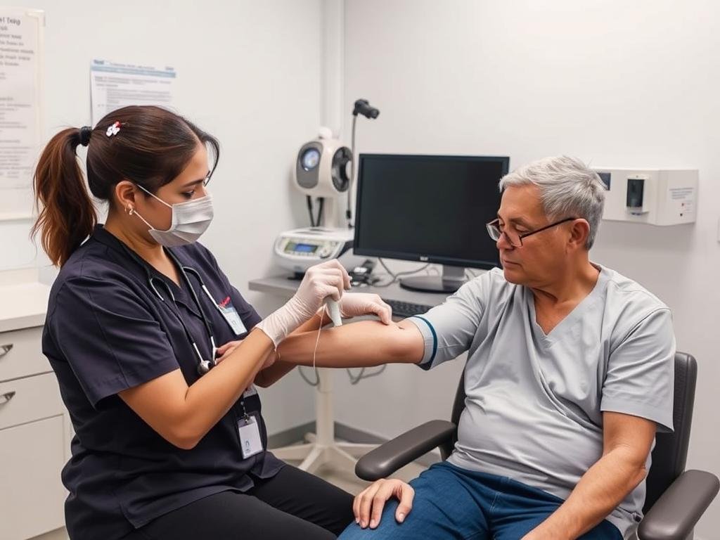 Person having blood drawn for GFR calculation test