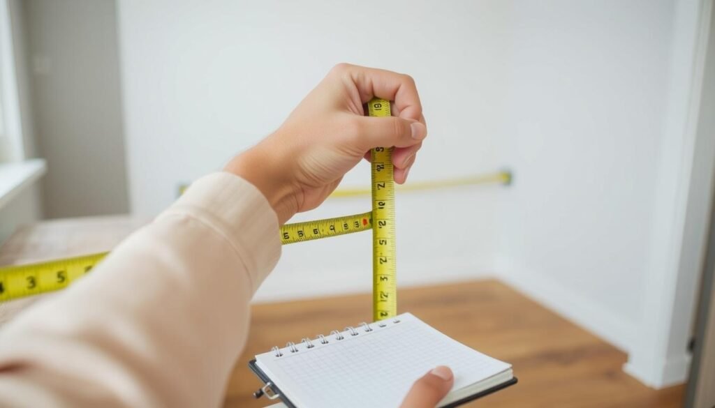 Person measuring a room with proper technique for square footage calculation