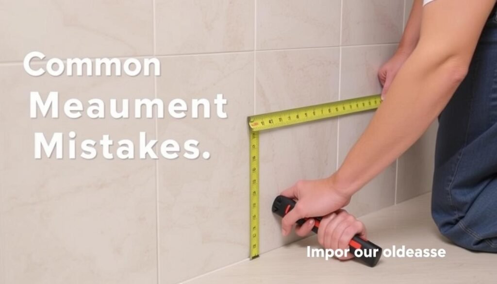 Person measuring incorrectly for tile installation