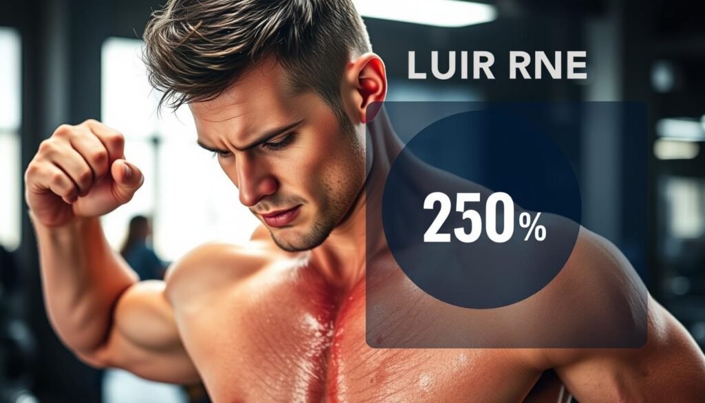 Person performing a high intensity workout with visible calorie burn metrics