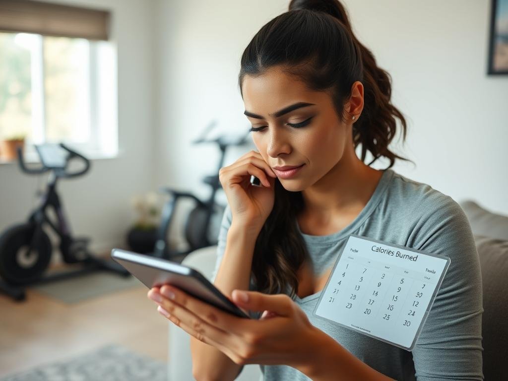 Person setting fitness goals using a calories burned calculator